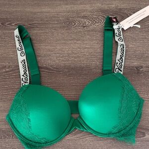 NWT Victoria's Secret Shine Strap Push-Up Bra in Verdant Green Size 30D